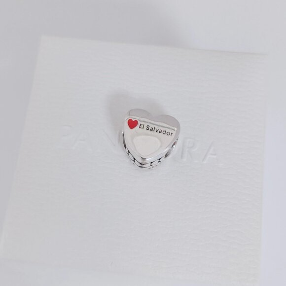 Pandora El Salvador Flag Exclusive Heart Charm Bead with box - Picture 7 of 9